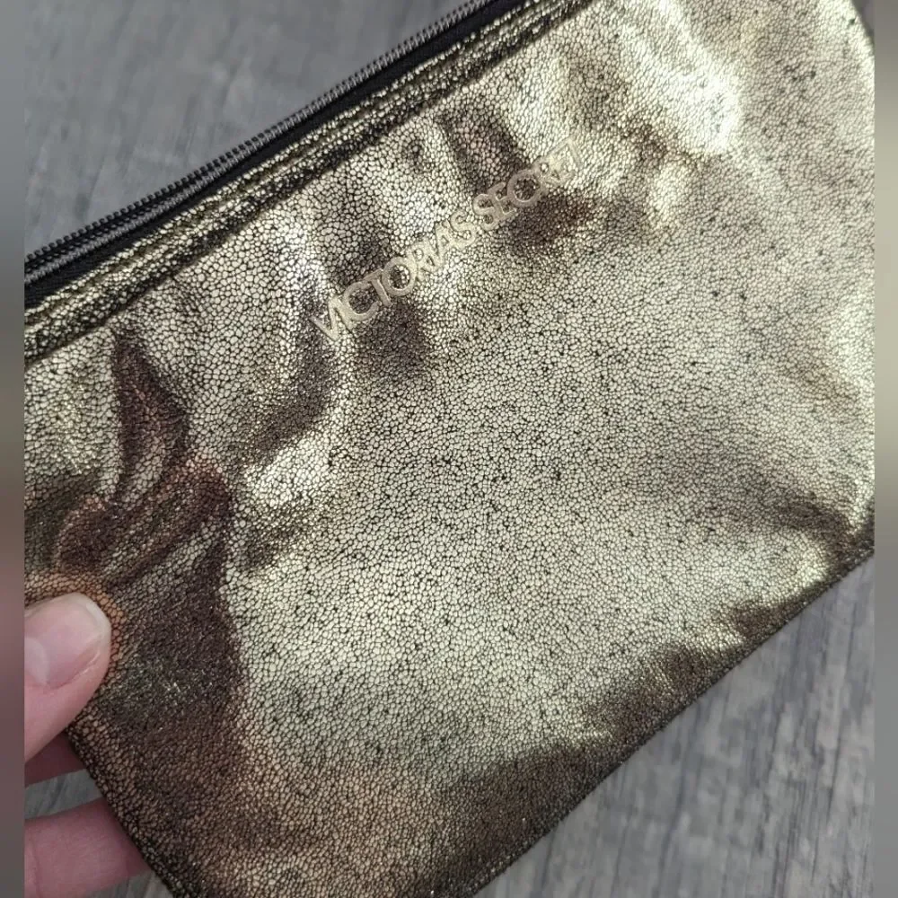 Victoria's secret Gold tote And cosmetic bag bundle